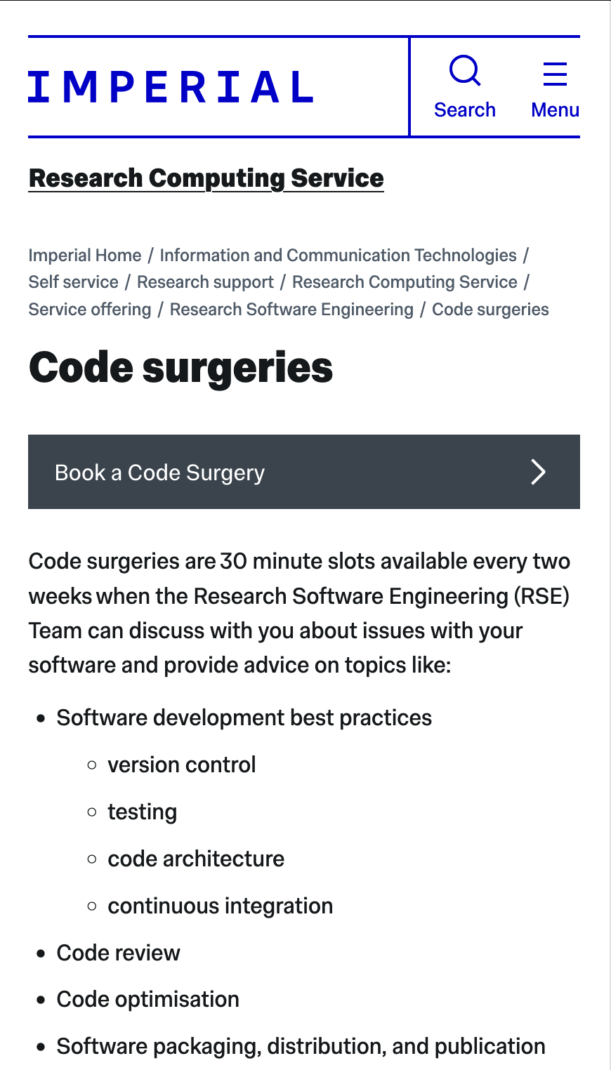 Imperial College Code Surgeries